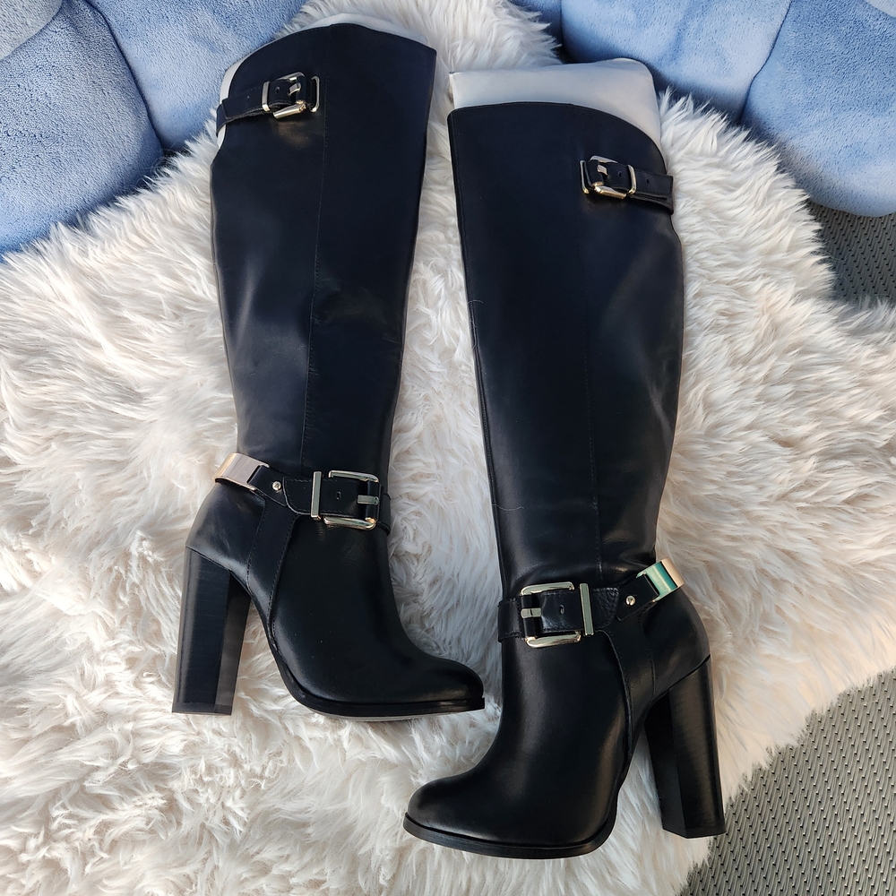 NEW! Brantinghan Black Knee-High Leather Boots